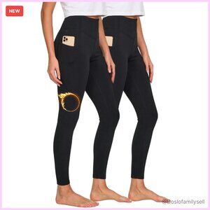 Fleece Lined Leggings High Waisted Compression Pockets Yoga Activewear Women